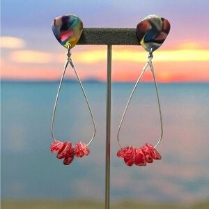 Handmade Boho Earrings with Red Accents